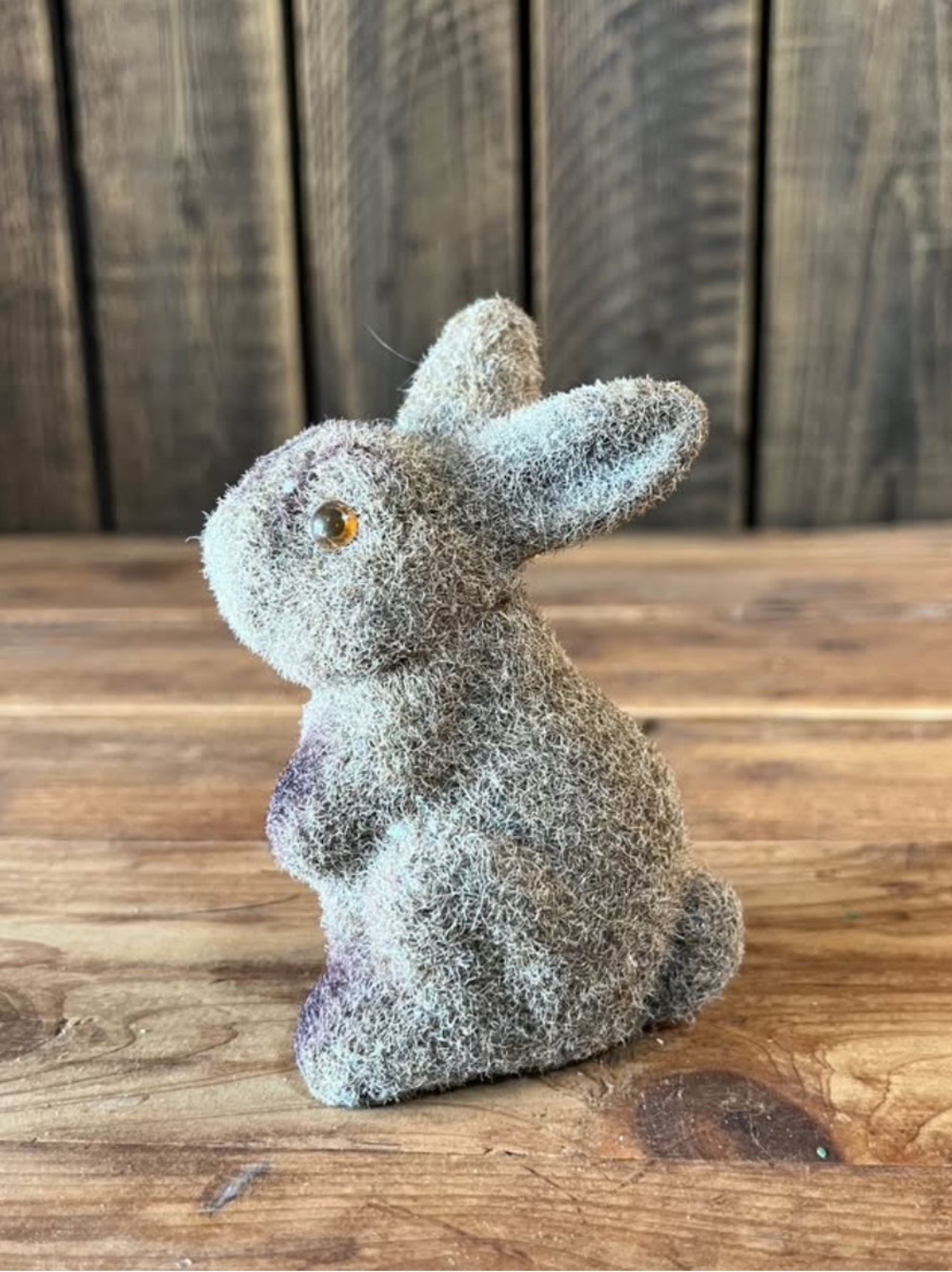 Vintage Flocked Bunny Rabbit Figurine